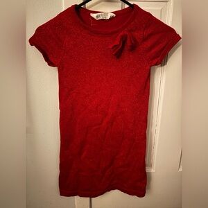 Red Glittery Kids Dress with Bow